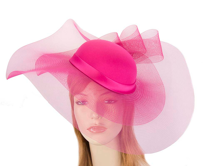 Fuchsia large brim custom made ladies hat