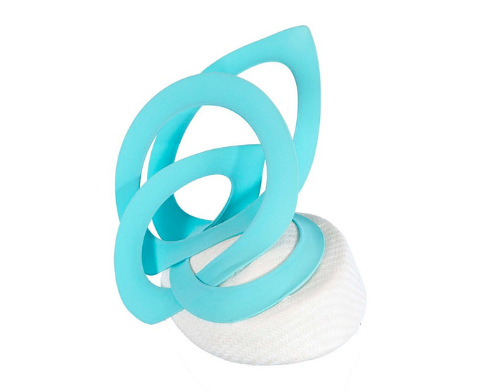 Bespoke white & aqua fascinator by Fillies Collection - Image 2