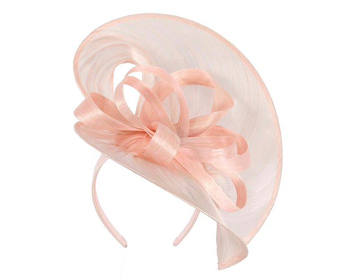 Large blush silk abaca heart fascinator - Hats From OZ