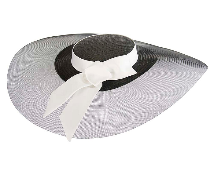 Bespoke black & white wide brim boater hat - Image 5