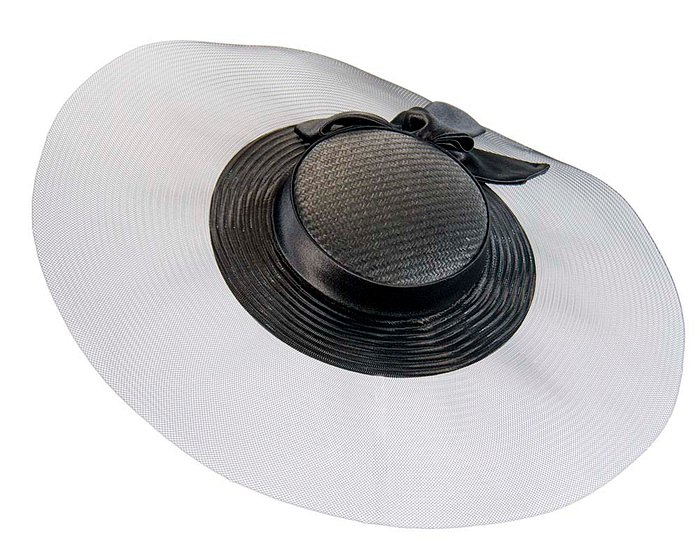 Bespoke black wide brim boater hat - Hats From OZ