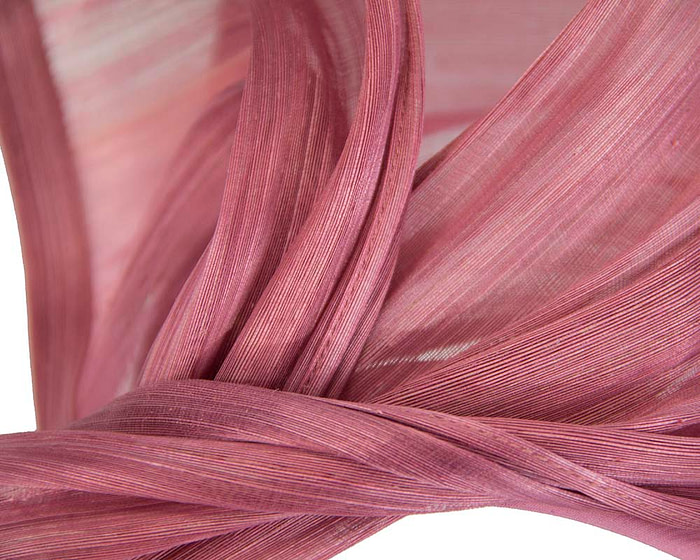 Bespoke dusty pink silk abaca racing fascinator by Fillies Collection - Image 3