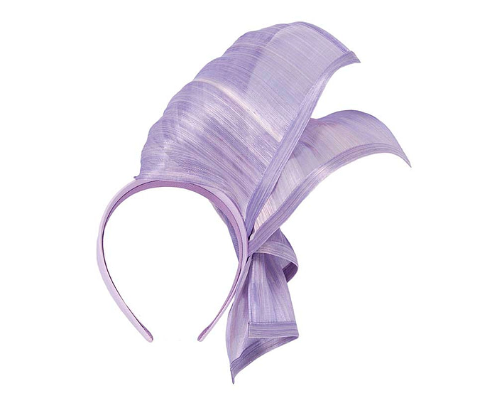 Bespoke lilac silk abaca racing fascinator by Fillies Collection - Image 4