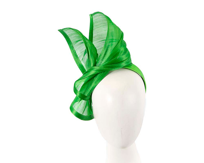 Bespoke lime silk abaca racing fascinator by Fillies Collection