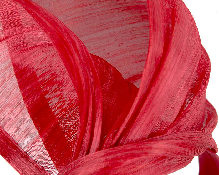 Bespoke red silk abaca racing fascinator by Fillies Collection - Image 3