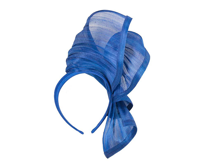 Bespoke royal blue silk abaca racing fascinator by Fillies Collection - Hats From OZ