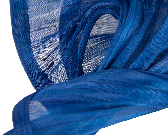 Bespoke royal blue silk abaca racing fascinator by Fillies Collection - Image 3