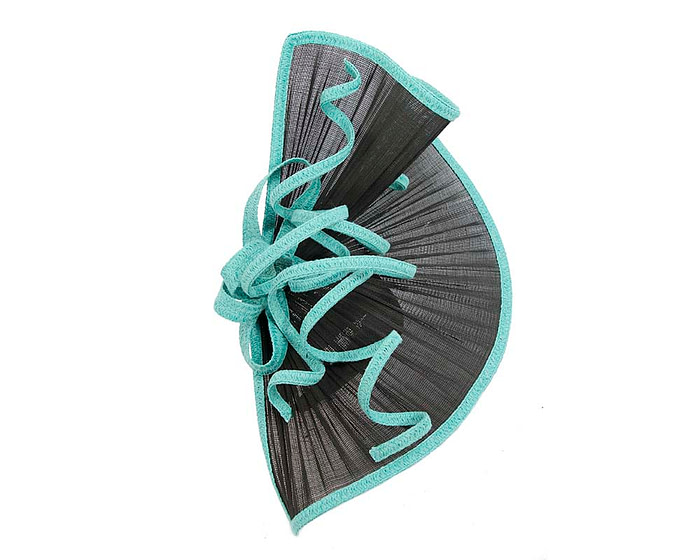 Large black & turquoise jinsin racing fascinator by Fillies Collection - Image 3