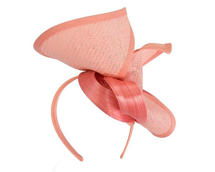 Large coral Fillies Collection racing fascinator with bow - Hats From OZ