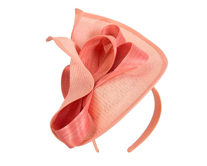 Large coral Fillies Collection racing fascinator with bow - Hats From OZ