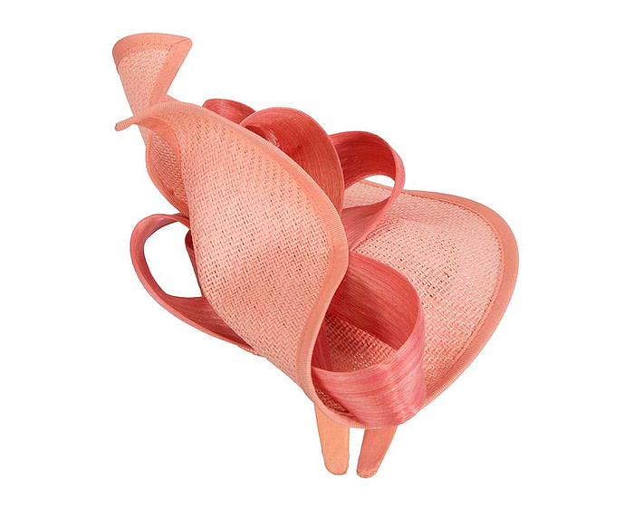 Large coral Fillies Collection racing fascinator with bow - Image 4