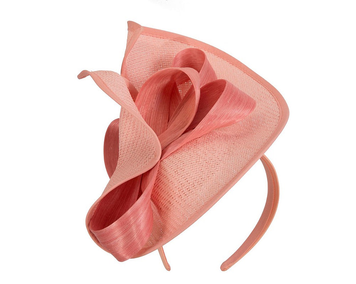 Large coral Fillies Collection racing fascinator with bow - Image 2