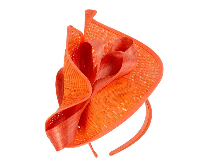 Large orange Fillies Collection racing fascinator with bow - Hats From OZ