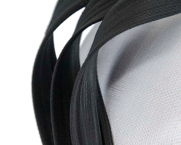 Bespoke white & black pillbox fascinator by Fillies Collection - Image 5