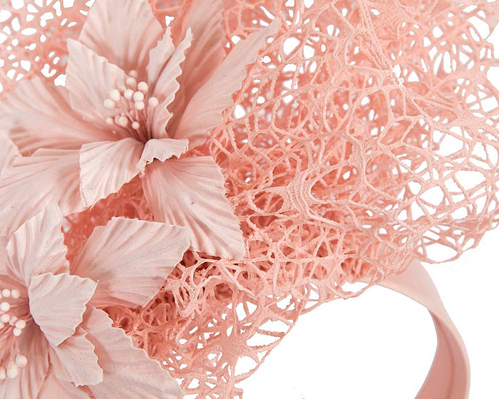 Staggering peach pink racing fascinator by Fillies Collection - Image 3