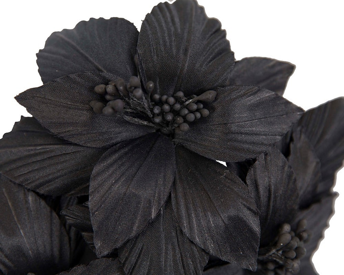 Black sculptured flower headband fascinator by Fillies Collection - Image 3