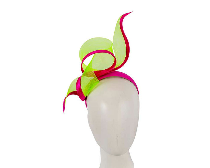 Sculptured lime & fuchsia racing fascinator by Fillies Collection