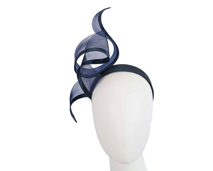 Sculptured navy racing fascinator by Fillies Collection