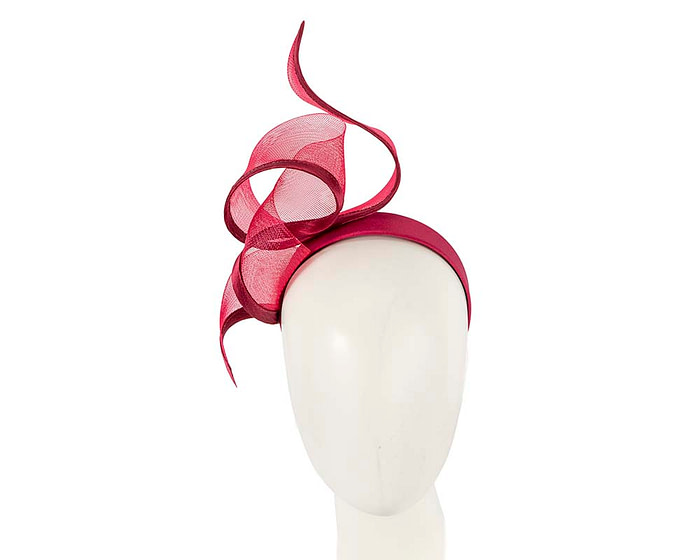 Sculptured burgundy racing fascinator by Fillies Collection