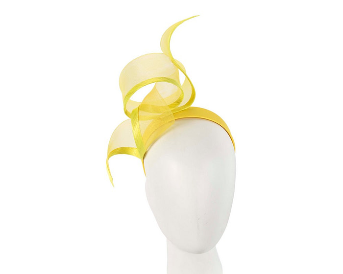 Sculptured yellow racing fascinator by Fillies Collection