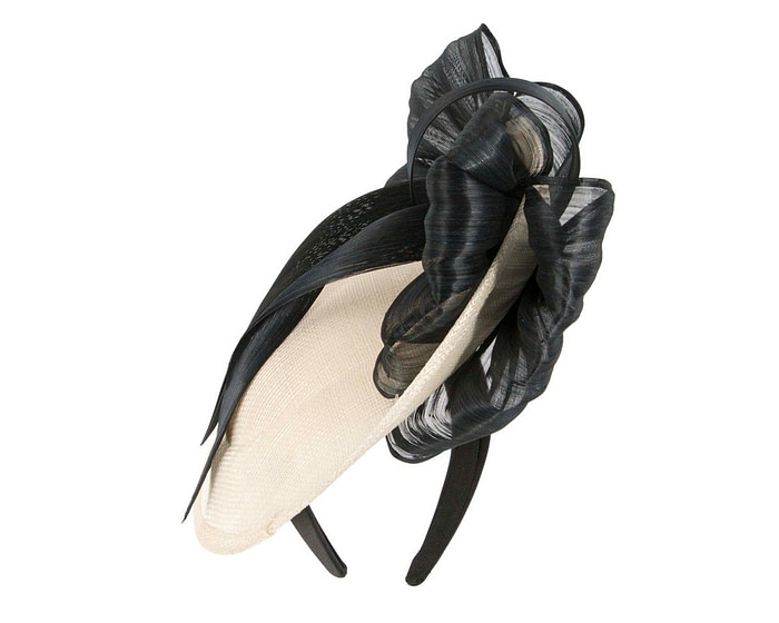 Cream & black fascinator with bow by Fillies Collection - Image 3