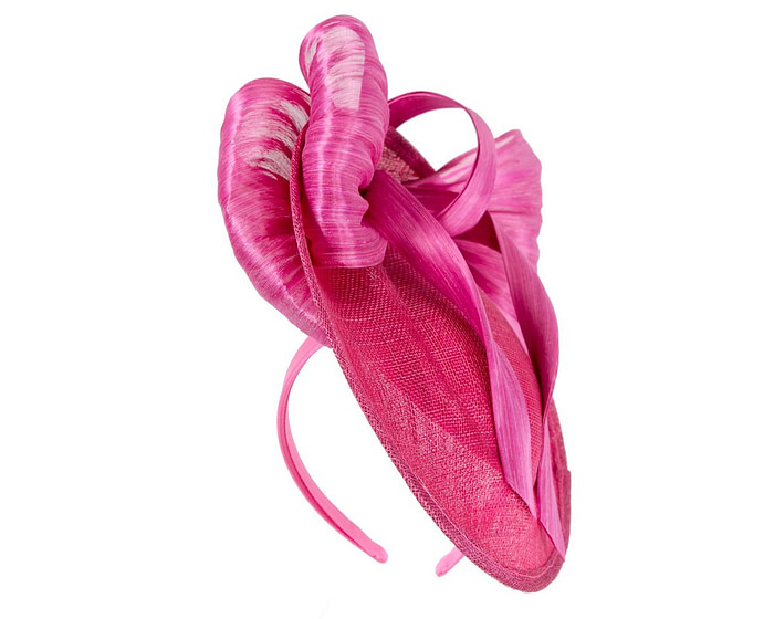 Fuchsia fascinator with bow by Fillies Collection - Image 2