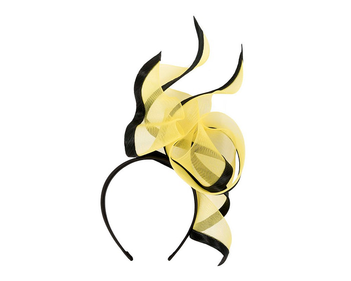 Bespoke yellow & black racing fascinator by Fillies Collection - Image 4