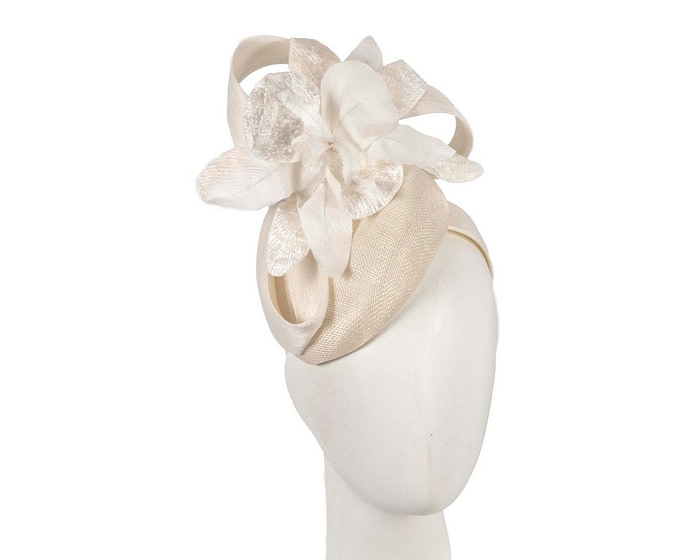 Tall cream racing pillbox fascinator by Fillies Collection