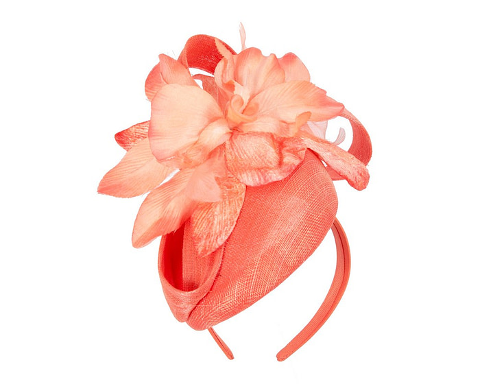 Tall orange racing pillbox fascinator by Fillies Collection - Image 2