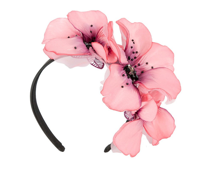 Exclusive pink flower headband fascinator by Fillies Collection - Image 2