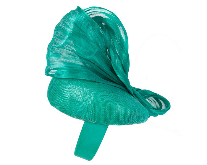 Teal pillbox fascinator with silk abaca bow by Fillies Collection - Image 4