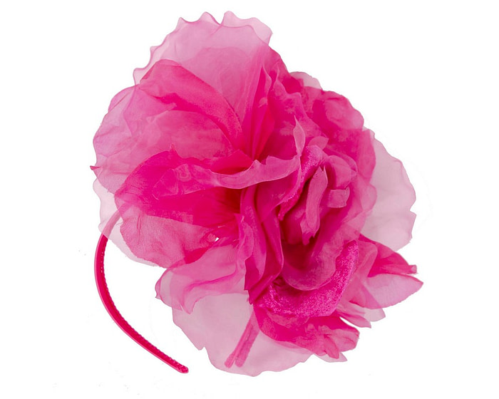 Large fuchsia silk flower fascinator by Fillies Collection - Image 2