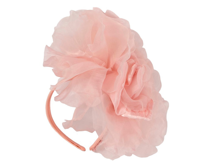 Large pink silk flower fascinator by Fillies Collection - Image 2