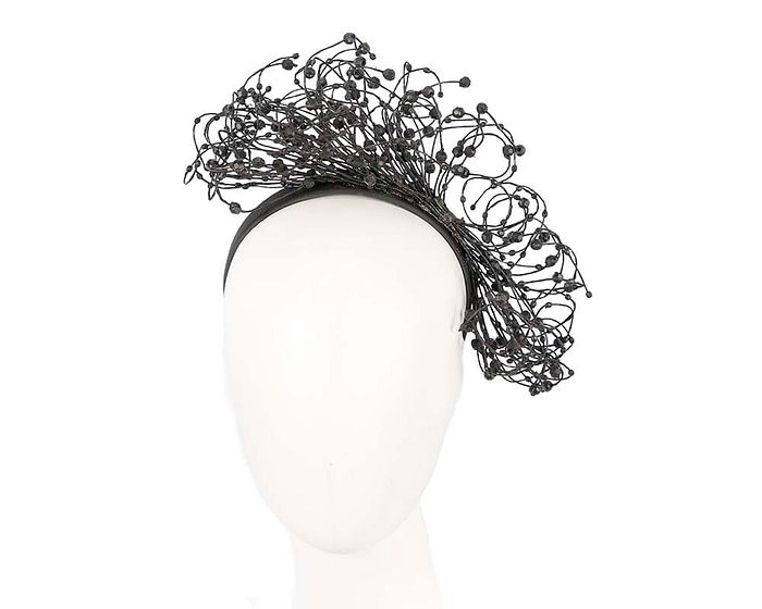 Bespoke black wire fascinator by Fillies Collection