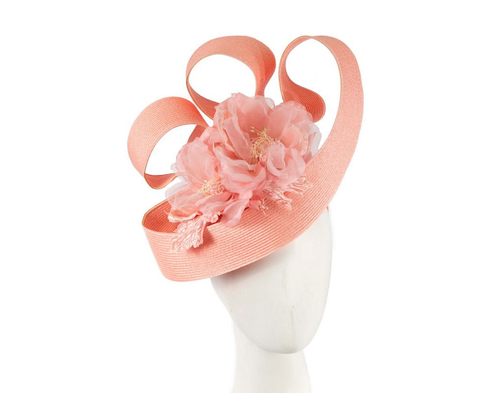 Large coral fascinator with flower by Fillies Collection - Hats From OZ