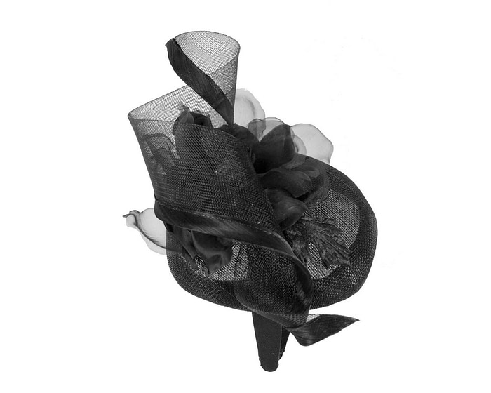 Black pillbox fascinator with flower by Fillies Collection - Image 4