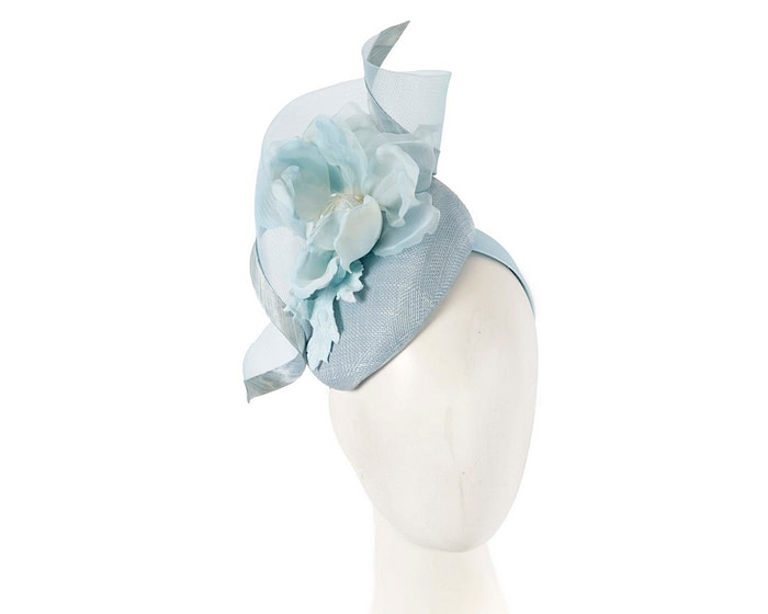 Light blue pillbox fascinator with flower by Fillies Collection