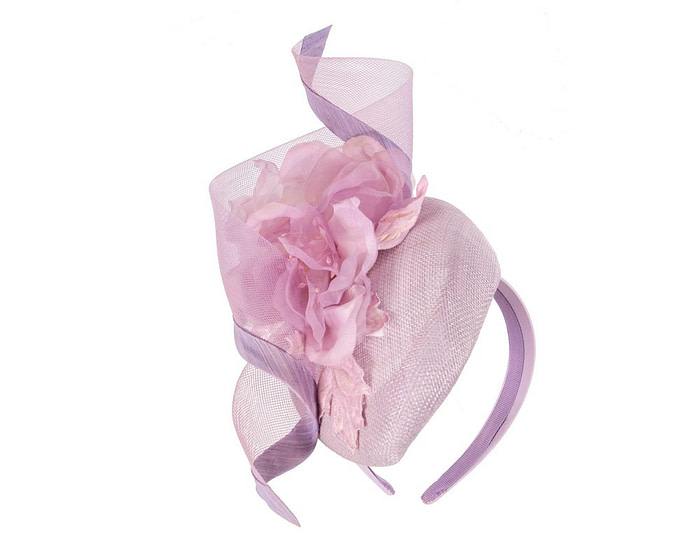 Lilac pillbox fascinator with flower by Fillies Collection - Image 2