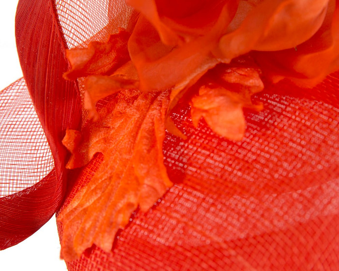 Orange pillbox fascinator with flower by Fillies Collection - Image 5