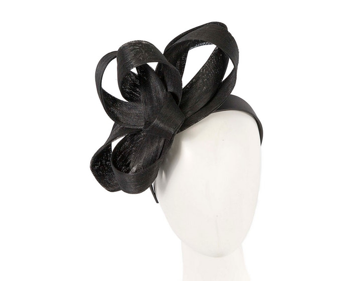 Black abaca loops racing fascinator by Fillies Collection