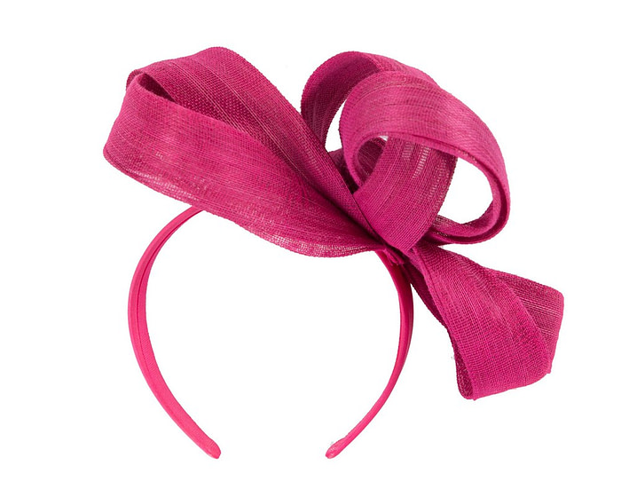 Fuchsia abaca loops racing fascinator by Fillies Collection - Image 4