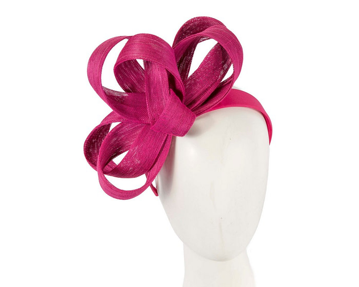 Fuchsia abaca loops racing fascinator by Fillies Collection