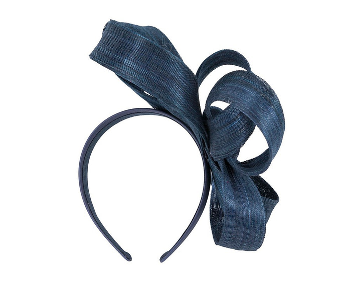 Navy abaca loops racing fascinator by Fillies Collection - Image 4