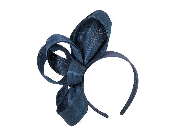 Navy abaca loops racing fascinator by Fillies Collection - Image 2