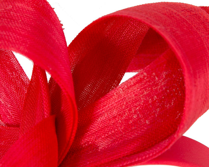 Red abaca loops racing fascinator by Fillies Collection - Image 3