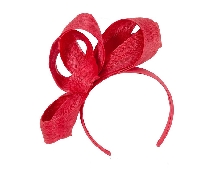 Red abaca loops racing fascinator by Fillies Collection - Image 2