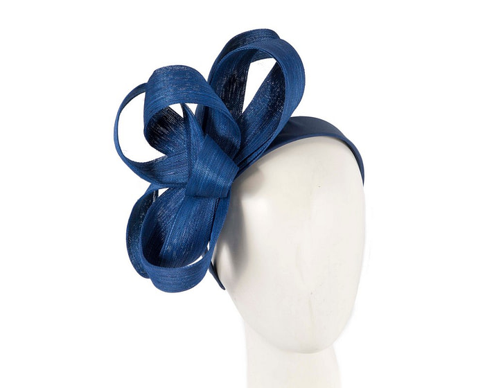 Royal blue abaca loops racing fascinator by Fillies Collection