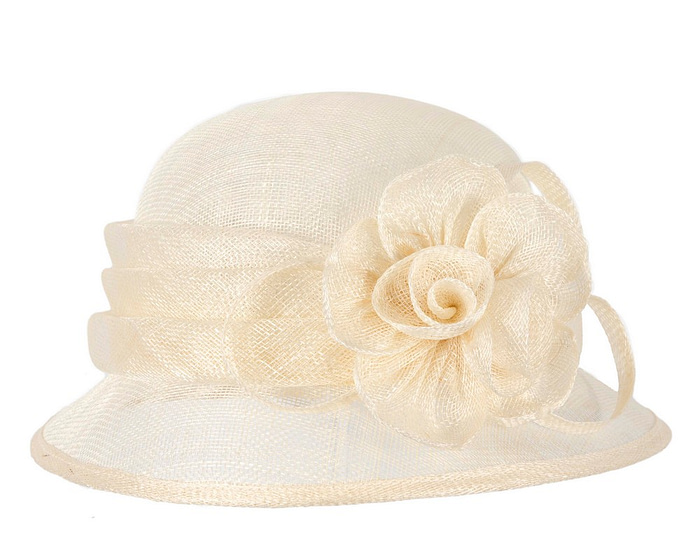 Cream Ladies Cloche Racing Hat by Max Alexander - Hats From OZ