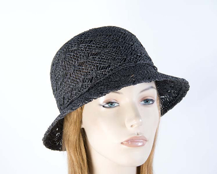 Crocheted black cloche hat