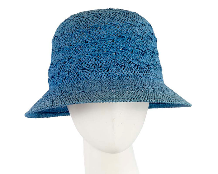 Crocheted cobalt blue cloche hat